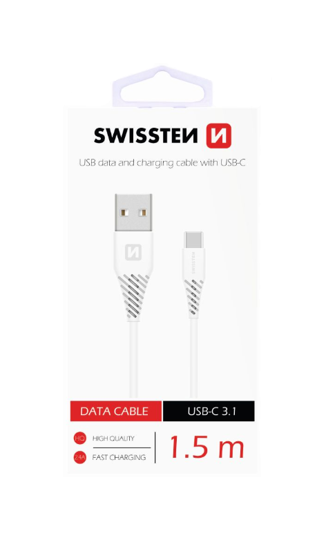Dátový kábel Swissten USB-C (Type-C) 1.5 m biely 41817