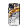 Zadný pevný kryt LUXURY na iPhone 13 Marble šedo-zlatý