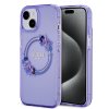 Zadný kryt Guess PC/TPU Flowers Ring Glossy Logo MagSafe pre iPhone 15 Purple