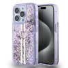 Zadný kryt Guess PC/TPU Liquid Glitter Gold Stripe pre iPhone 15 Pro Purple