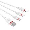Dátový kábel Borofone BX17 Enjoy 3 v 1 - USB na typ C, Micro USB, Lightning - 2,4 A 1 meter biely