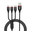 Dátový kábel Borofone BX17 Enjoy 3 v 1 - USB na typ C, Micro USB, Lightning - 2,4 A 1 meter čierny