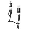 Dátový kábel KAKU KSC-654 Tuojie 4 v 1 - USB + typ C na typ C + Lightning - 1,2 metra čierny