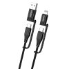 Dátový kábel KAKU KSC-654 Tuojie 4 v 1 - USB + typ C na typ C + Lightning - 1,2 metra čierny