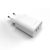 Adaptér FIXED s výstupom 2x USB-C podpora PD 35 W biely