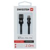 Dátový kábel swissten textile usb / lightning mfi 2.0 m čierny