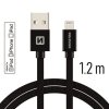 Dátový kábel swissten textile usb / lightning mfi 1,2 m čierny