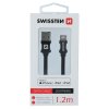 Dátový kábel swissten textile usb / lightning mfi 1,2 m čierny