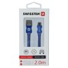 Dátový kábel swissten textilný usb / micro usb 2,0 m modrý