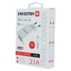 Swissten sieťový adaptér smart ic 2x usb 2.1a napájací + dátový kábel usb / lightning mfi 1,2 m biely