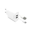 Nabíjacia súprava FIXED s výstupom 2xUSB a káblom USB/USB-C, 1 meter, 15W Smart Rapid Charge, biela