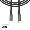 Dlhý nabíjací a dátový opletený kábel FIXED s konektormi USB-C/USB-C, PD 3.1, 2 m, USB4gen2 20Gbps, 4K60Hz, 240W, sivý