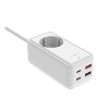 Sieťový predlžovací adaptér FIXED s 2x USB-C a 2x USB GaN III 3 m PD 65 W biely