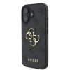 Originálny zadný kryt Guess PU 4G Metal Logo pre iPhone 16 Grey