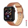 Remienok Swissten pre Apple Watch kožený 42 - 44 - 45 - 49 mm hnedý (strieborná pracka a strieborné pútko)
