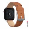Remienok Swissten pre Apple Watch kožený 42 - 44 - 45 - 49 mm hnedý (strieborná pracka a strieborné pútko)
