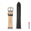 Remienok Swissten pre Apple Watch kožený 42 - 44 - 45 - 49 mm čierny (strieborná pracka a strieborné pútko)