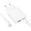Rychlonabíjačka Borofone BN25 Wish Fast Charger (Ultra Thin) + USB-C Dual 30W dátový kábel biela