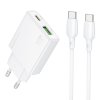Rychlonabíjačka Borofone BN25 Wish Fast Charger (Ultra Thin) + USB-C Dual 30W dátový kábel biela