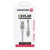 Dátový kábel Swissten ARAMID REINFORCED USB-A - Lightning 1,5 m biely