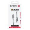 Dátový kábel Swissten ARAMID REINFORCED USB-C na USB-C 1,5 m biely