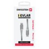Dátový kábel Swissten Kevlar USB-C na USB-C 1,5 m biely