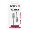 Dátový kábel Swissten ARAMID REINFORCED USB-A na USB-C 1,5 m biely