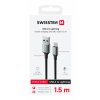 Dátový kábel Swissten Textile II USB-A - Lightning 1,5 m čierny