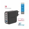 Adaptér Swissten Gan 3x USB-C 100W PD + 1x USB-A 18W QC čierny