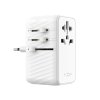 Cestovný adaptér FIXED Voyager 85W pre EÚ UK a USA/AUS s výstupom 4xUSB-C a 1xUSB GaN PD 85W biely