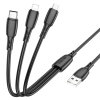 Dátový kábel Borofone BX71 3v1 USB-C, microUSB, Lightning 2A 1m čierny