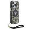 Zadný kryt Guess IML Leopard Triangle Logo Strap MagSafe pre iPhone 16 Pro Brown