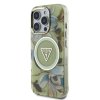 Zadný kryt Guess IML Glitter Magnolia and Triangle Logo MagSafe pre iPhone 16 Pro Max Green