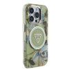 Zadný kryt Guess IML Glitter Magnolia and Triangle Logo MagSafe pre iPhone 16 Pro Max Green