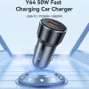 Adaptér do auta Yesido Y64 rychlonabíjací 50W Dual čierný