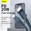 Datový kábel Baseus High Density Braided Series Fast Charging USB-C - Lightning 20W 1m Modrý