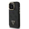Zadný kryt Guess PU 4G Strass Triangle Logo Stand Camera Frame MagSafe pre iPhone 15 Pro Black