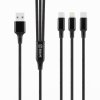 Kábel OBAL:ME 3 v 1 AllConnect Fast Charge USB-A–USB-C, Lightning, Micro-USB 1,2 m čierny