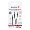 Nabíjací kábel Swissten 2v1 USB-C-USB-C + Lightning 100W 1,5 m čierny