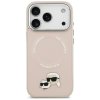 Karl Lagerfeld Kožené Karl a Choupette Pins MagSafe iPhone 17 Pro ružová