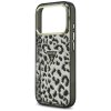 Guess Leopard Glitter MagSafe puzdro iPhone 17 Pro čierne