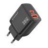 Nabíjačka Techsuit Duonix20W CH2 Type C USB Dual Travel 20W čierna