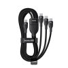 Baseus Datový Kábel Flash Series 3 Rýchlonabíjací USB C na 3x Type C 1.5m čierna