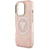 Guess IML Metal Glitter 4G Circle Triangle MagSafe iPhone 16 Pro ružové puzdro