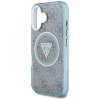 Guess IML Metal Glitter 4G Circle Triangle MagSafe puzdro iPhone 16 modrá