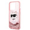 Karl Lagerfeld Hardcase Glitter iPhone 14 Pro ružová Choupette Head