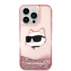 Karl Lagerfeld Hardcase Glitter iPhone 14 Pro ružová Choupette Head