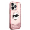 Karl Lagerfeld Hardcase Glitter iPhone 14 Pro ružová Choupette Head