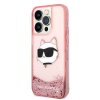 Karl Lagerfeld Hardcase Glitter iPhone 14 Pro ružová Choupette Head