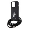 Karl Lagerfeld Saffiano Crossbody iPhone 15 Pro Metal Pin Karl&Choupette čierna